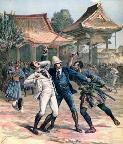 Intento fallido de asesinato del Zarevich Nicolás de Rusia, Otsu, Japón, 1891 de Henri Meyer