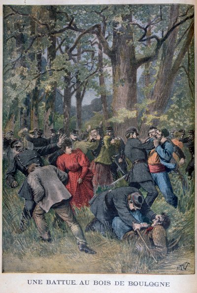 Pelea entre Gendarmes y Civiles en el Bosque de Boulogne, París de Henri Meyer