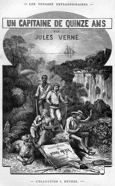Frontispicio del libro de Jules Verne “Un capitán de quince años”, edición Hetzel / Viajes Extraordinarios 1878 de Henri Meyer