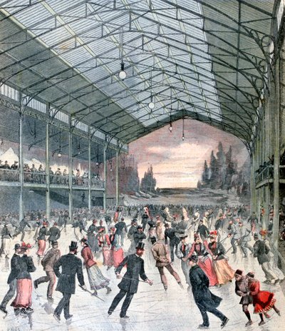 Patinaje sobre hielo en París, 1892 de Henri Meyer