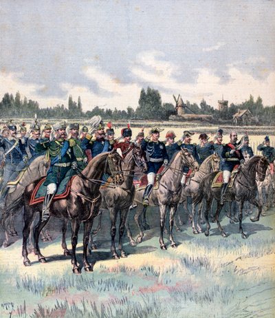 Revista militar con el General Saussier y agregados militares extranjeros, 14 de julio de 1891 de Henri Meyer