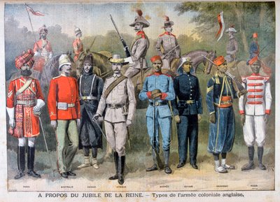 Uniformes militares del ejército colonial británico, 1897 de Henri Meyer