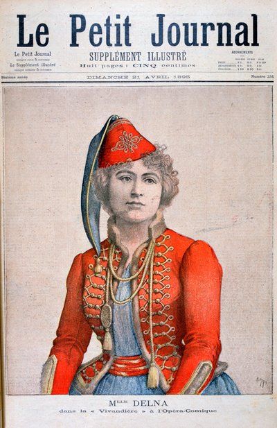 Mlle Delna, interpretando a una vivandière en la ópera cómica, La Vivandière de Henri Meyer