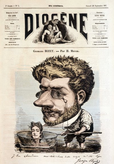 Retrato de Georges Bizet por Meyer - en “Diogenes”, 28/09/1867 de Henri Meyer
