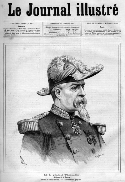 Retrato de Jean Thibaudin, General y Político francés (1822-1905) - Portada de “El Diario Ilustrado” de 1883 - Dibujo de Henri Meyer (1844-1899) de Henri Meyer