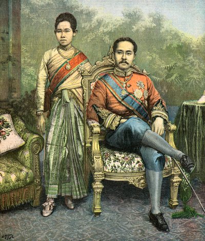Retrato del rey Rama 5 y la reina Savang Vadhana de Henri Meyer