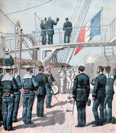 Saludo a la bandera, maniobras navales francesas, 1891 de Henri Meyer
