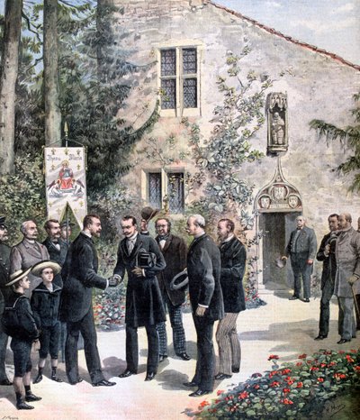 El Gran Duque Constantino de Rusia visitando la casa de Juana de Arco, Domremy, 1892 de Henri Meyer