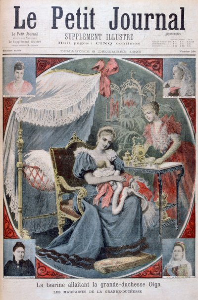 La zarina amamantando a la Gran Duquesa Olga de Rusia, 1895 de Henri Meyer