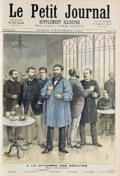 Página de título que representa el bar en la Casa de Diputados, ilustración del suplemento ilustrado de Le Petit Journal, 5 de noviembre de Henri Meyer