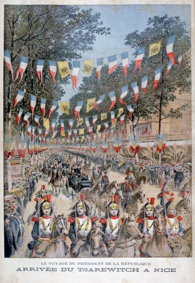 El zar Nicolás II de Rusia y el presidente Félix Faure de Francia llegan a Niza, 1896 de Henri Meyer