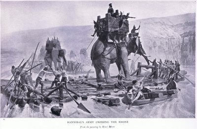 El ejército de Aníbal cruzando el Ródano, de The Gresham Publishing Company Ltd, 1920 de Henri Paul Motte