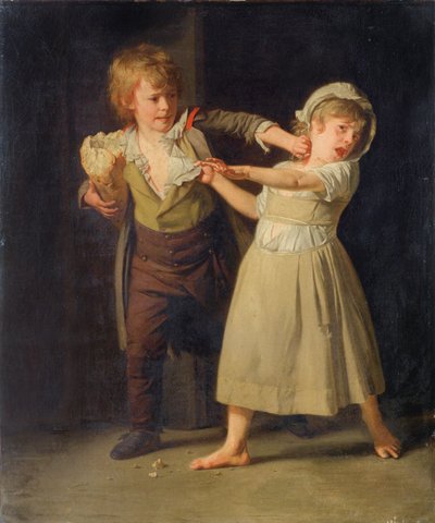 Dos niños se pelean por un trozo de pan de Henri Pierre Danloux