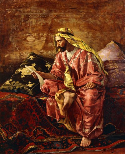 Un árabe leyendo una carta de Henri Pierre Hippolyte Dubois
