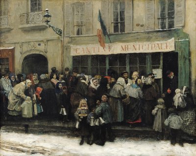 Un comedor social durante el asedio de París, después de 1870 (óleo sobre lienzo) de Henri Pille