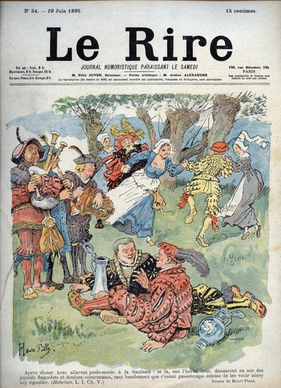 Entretenimiento campestre - Dibujo humorístico de Charles Henri Pille (1844-1897) que ilustra un pasaje de “Gargantúa” de Rabelais. “Las risas”, 29 de junio de Henri Pille