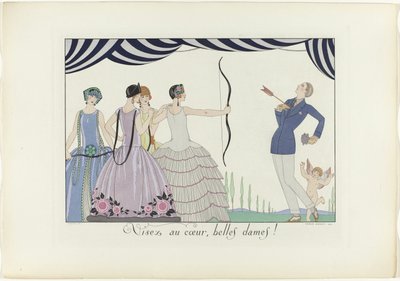¡Apunten al corazón, bellas damas! (título en el objeto)
Le Bonheur du Jour o Les Graces à la Mode (título de la serie) de Henri Reidel