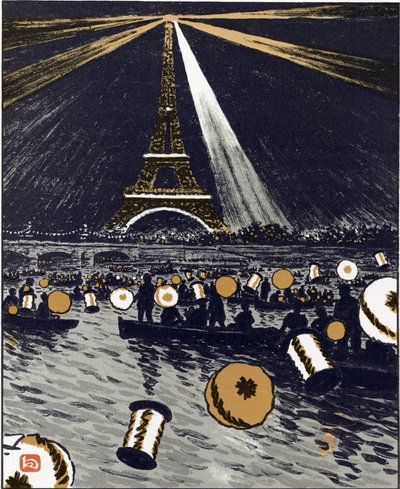 Fiestas en el Sena, 14 de julio (De Treinta y Seis Vistas de la Torre Eiffel) de Henri Rivière
