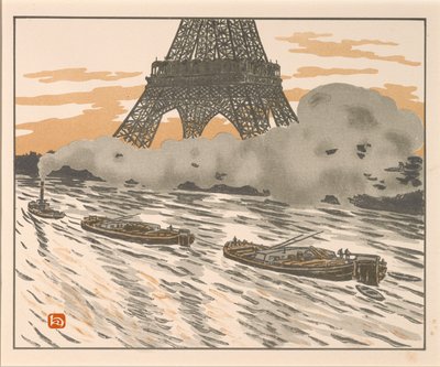 Las barcazas de las treinta y seis vistas de la Torre Eiffel de Henri Rivière