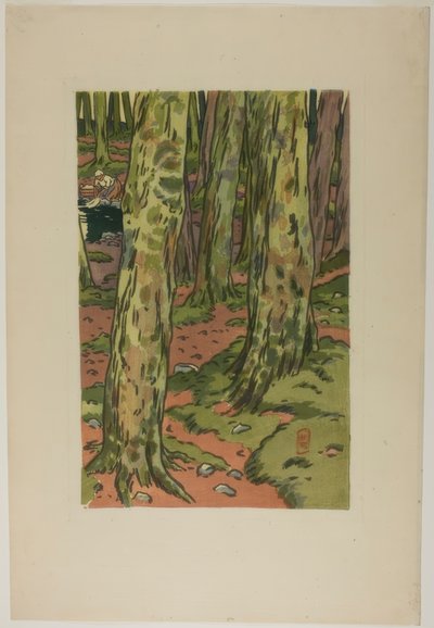 Lavadero bajo los árboles en Loguivy de Henri Rivière