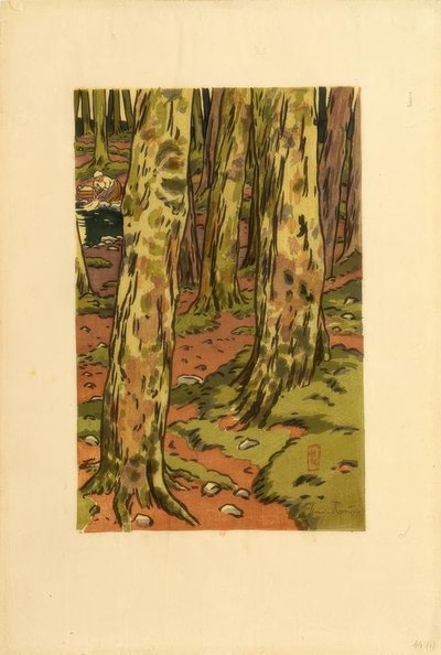 Lavadero bajo el bosque en Loguivy de Henri Rivière