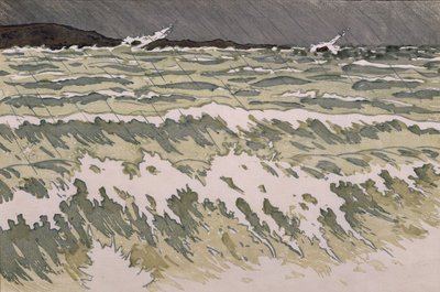 Lluvia en el mar (acuarela sobre papel) de Henri Rivière