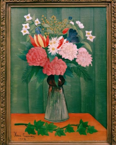 Ramo de flores con rama de hiedra de Henri Rousseau