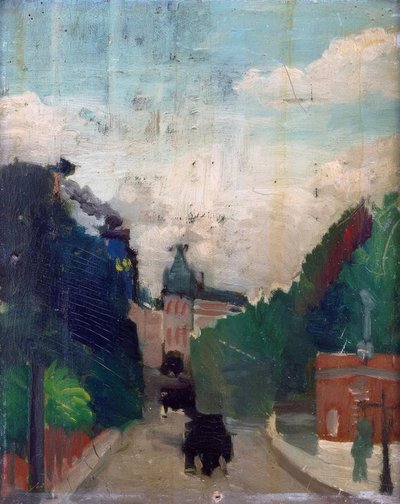 Esbozo, vista del Palacio del Metropolitano de Henri Rousseau
