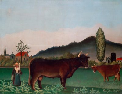 Paisaje con vacas de Henri Rousseau