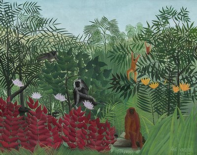 Selva tropical con monos. 1910 de Henri Rousseau