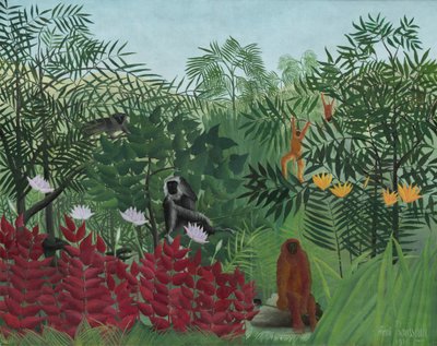 Selva tropical con monos de Henri Rousseau