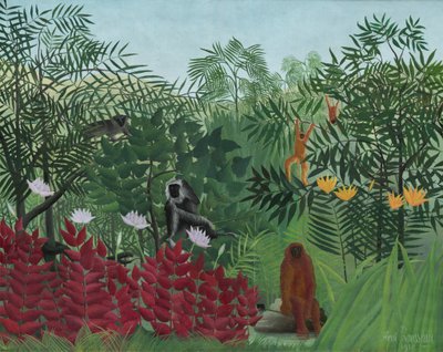Selva tropical con monos, 1910 de Henri Rousseau