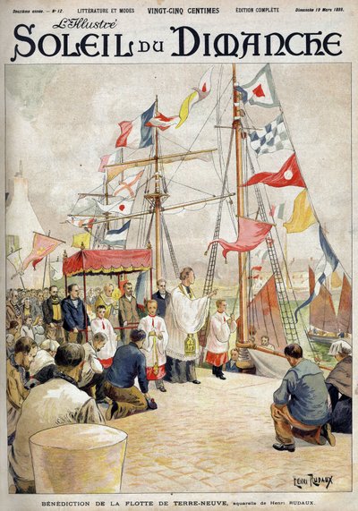 Bendición de la flota de Terranova por Henri Rudaux. Grabado en 