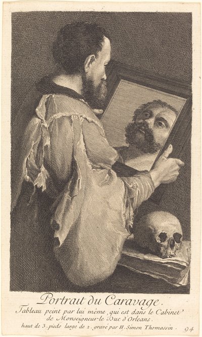 Retrato de Caravaggio de Henri Simon Thomassin
