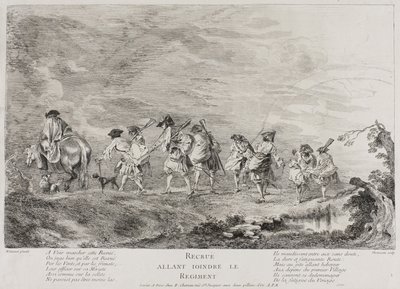 Reclutas yendo a unirse al regimiento, 1717?-26 de Henri Simon Thomassin