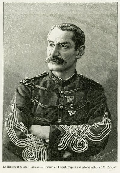 Teniente Coronel Joseph Gallieni (1849-1916). Grabado por Thiriat, para ilustrar la historia Dos campañas en el Sudán francés de Henri Thiriat