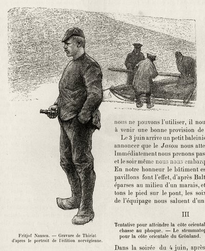 Retrato de Fridtjof Nansen (1861-1930) explorador polar noruego (grabado) de Henri Thiriat
