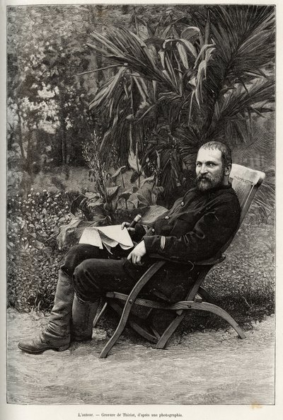 Retrato del autor Dr. Charles Edouard Hocquard (1853-1911), médico mayor de 1ª clase. Grabado por Thiriat, para ilustrar la historia “Treinta meses en Tonkín” de Dr. Charles Edouard Hocquard (1885) de Henri Thiriat