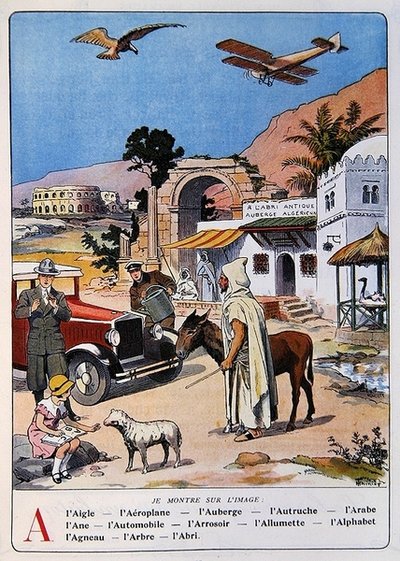 Letra "A", de "Mon Alphabet en Images", c.1920-30 (litografía en color) de Henri Thiriet