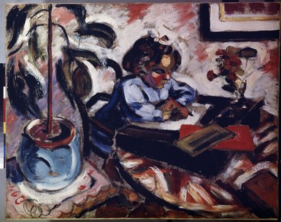 "Una pequeña colegiala" (La petite ecoliere) Niña haciendo sus tareas escolares. Pintura de Henri Victor Gabriel Le Fauconnier (1881-1946) 1907 Dim. 73x92 cm Museo del Hermitage, San Petersburgo (San Petersburgo) de Henri Victor Gabriel Le Fauconnier