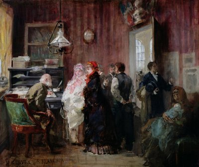 Nacimiento, Ayuntamiento del 19º Distrito, c.1881 de Henri Gervex