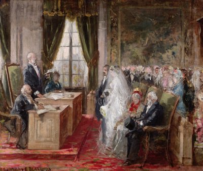 Estudio para el Matrimonio Civil en el Ayuntamiento del 19º Distrito, 1881 de Henri Gervex