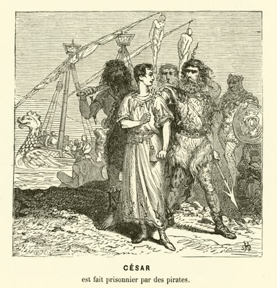 Julio César tomado prisionero por piratas cilicios mientras cruzaba el mar Egeo, c75 a.C. de Henri de (after) Montaut