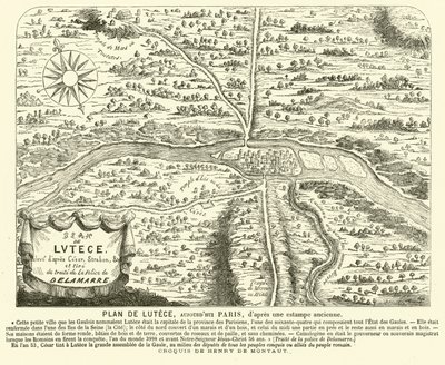 Plano de la ciudad romana de Lutecia, sitio del París moderno de Henri de (after) Montaut