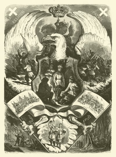 Soldados y uniformes del ejército polaco durante el levantamiento de 1863-1864 contra el dominio ruso de Henri de (after) Montaut