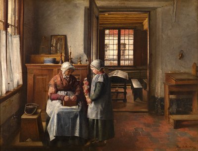 Fiesta de la abuela (óleo sobre lienzo, montado en panel) de Henri de Braekeleer