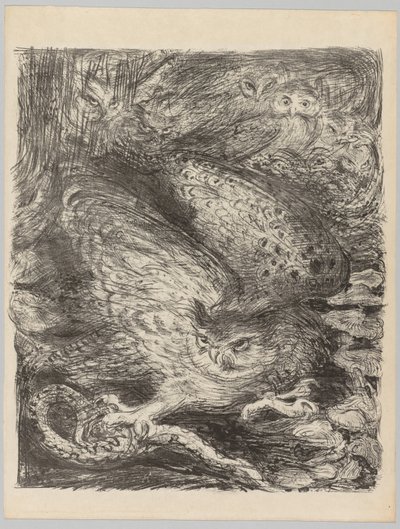 Las vendimias!: Siete búhos y una serpiente, c. 1900 de Henri de Groux