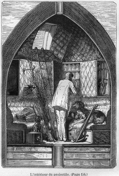 Ilustración del libro “De la Tierra a la Luna” de Jules Verne, edición Hetzel - Los viajes extraordinarios de Henri de Montaut