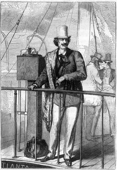 Ilustración del libro "De la Tierra a la Luna" de Jules Verne, edición Hetzel de Henri de Montaut