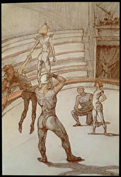 Acróbatas en el circo de Henri de Toulouse-Lautrec